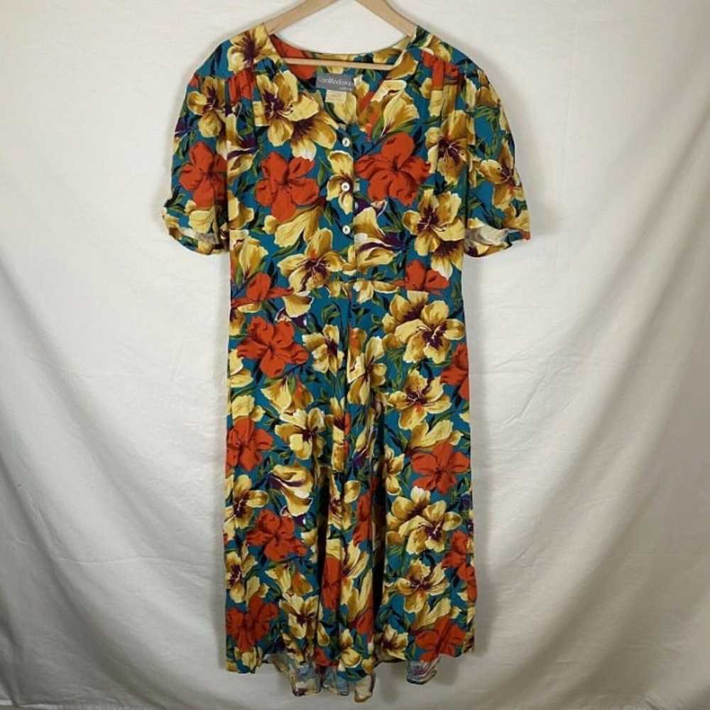 Vintage 80s Carol Anderson California Floral Trop… - image 1