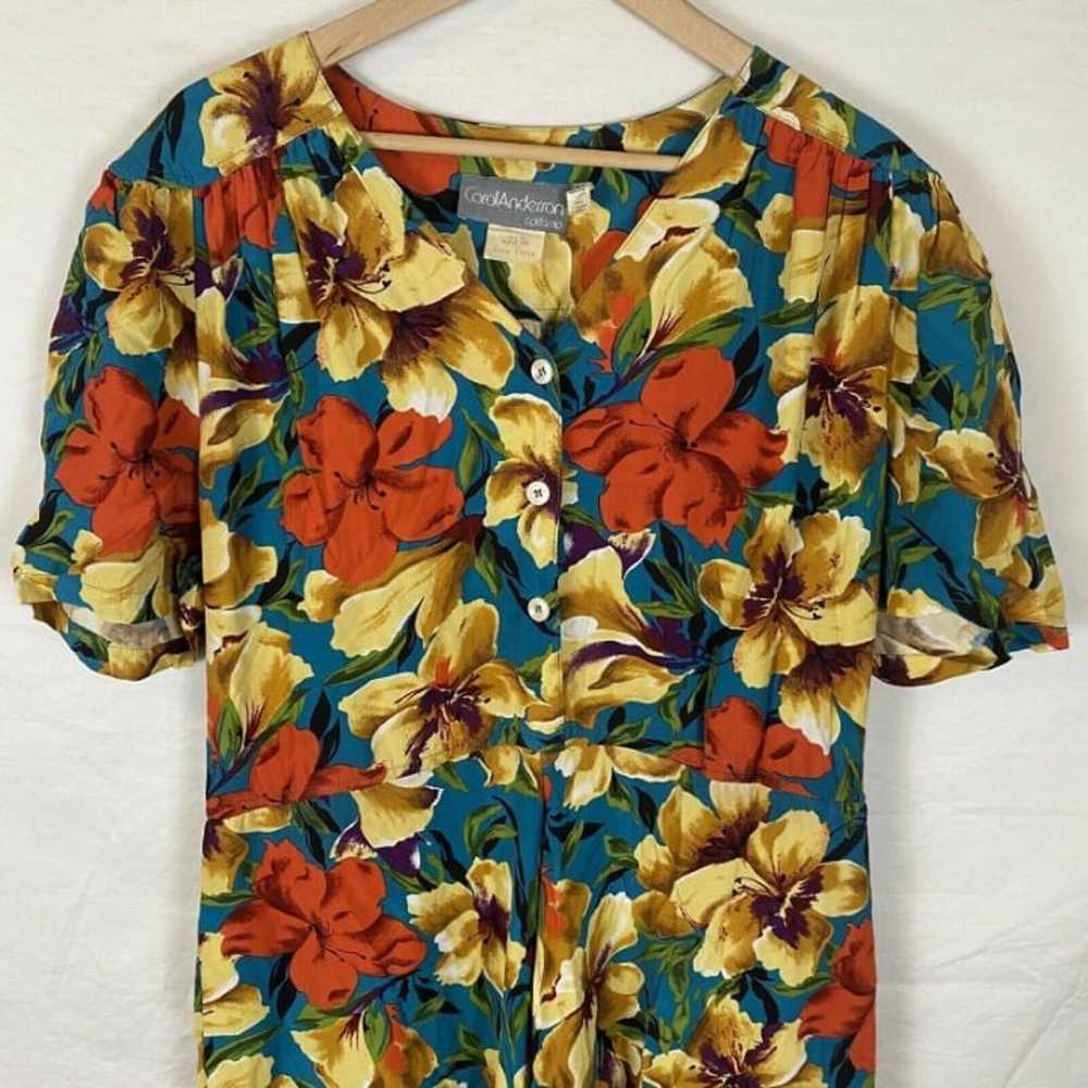 Vintage 80s Carol Anderson California Floral Trop… - image 2