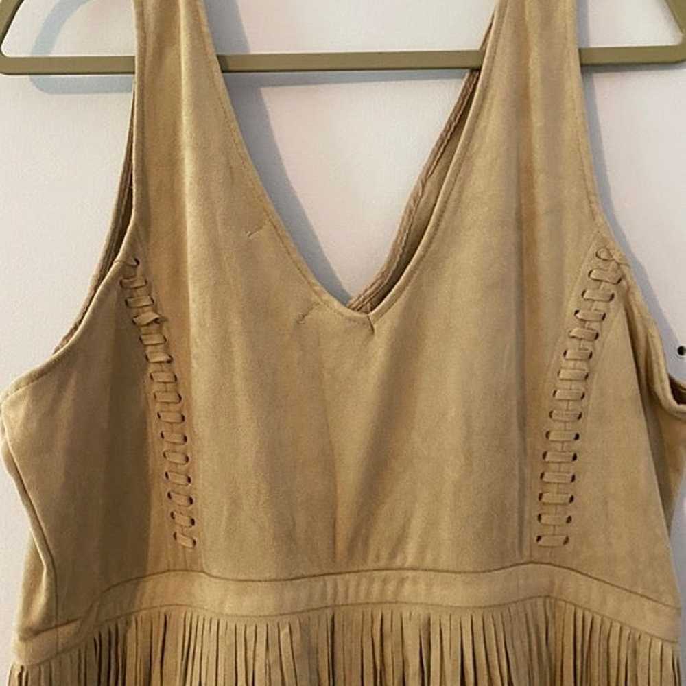 Miranda Lambert Suede Fringe Dress 2x khki/Brown - image 3