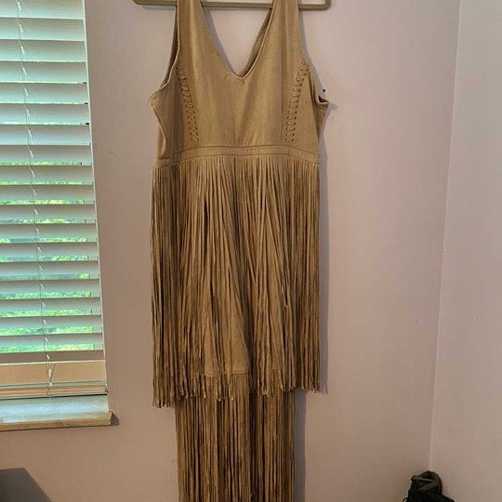Miranda Lambert Suede Fringe Dress 2x khki/Brown - image 5