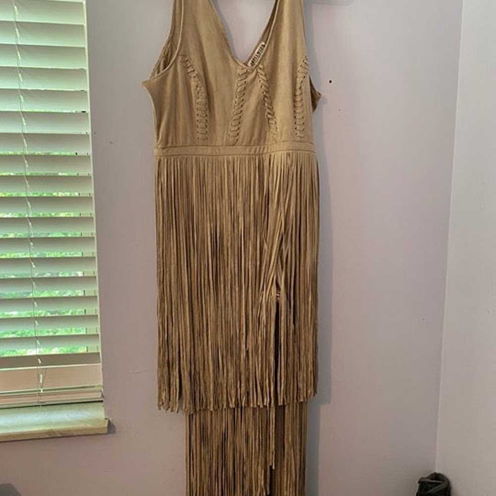 Miranda Lambert Suede Fringe Dress 2x khki/Brown - image 8