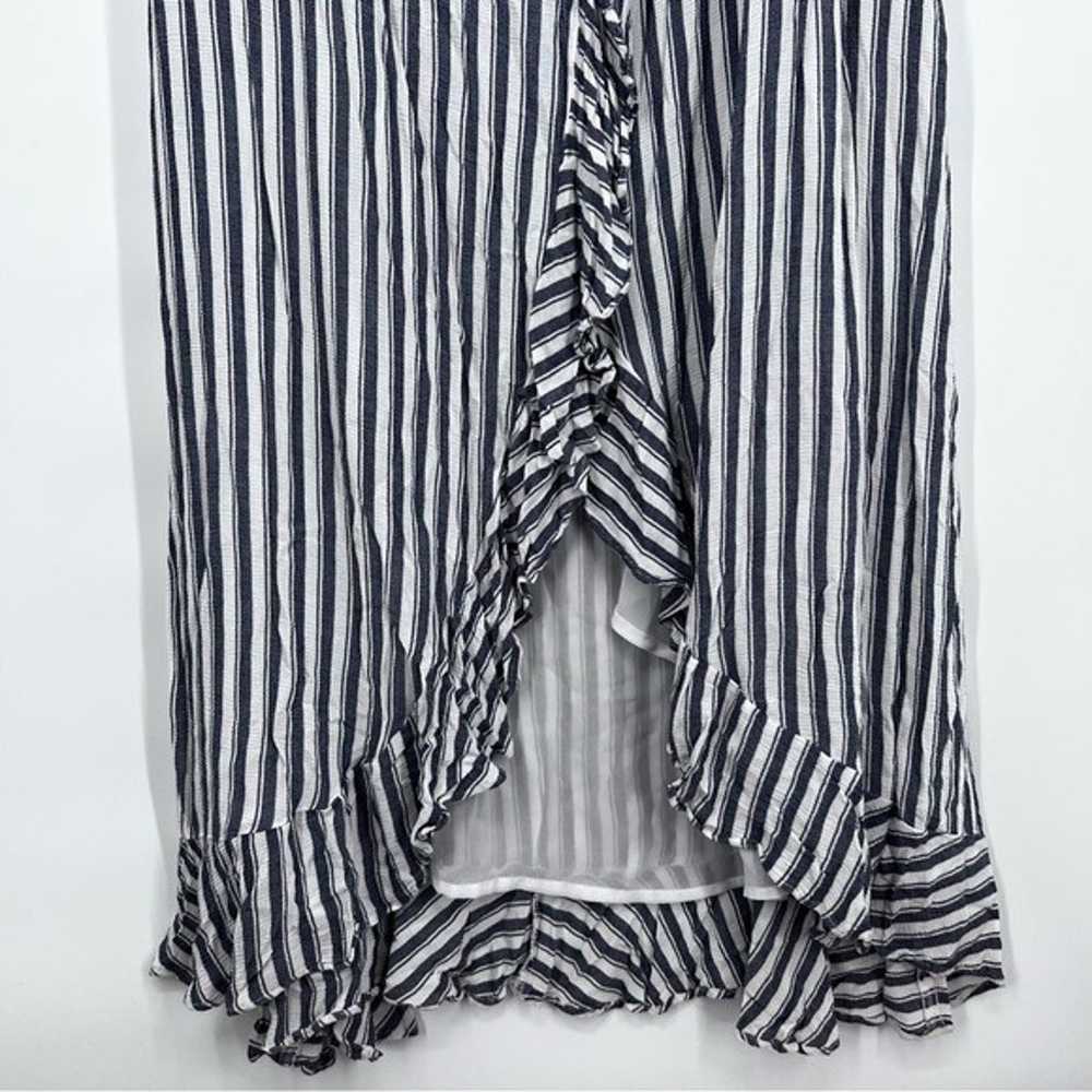 Rachel Pally White Navy Striped Ruffle Wrap Midi … - image 6
