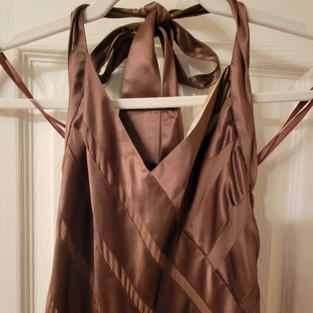 BCBG SiLk Halter Brown Dress - image 3