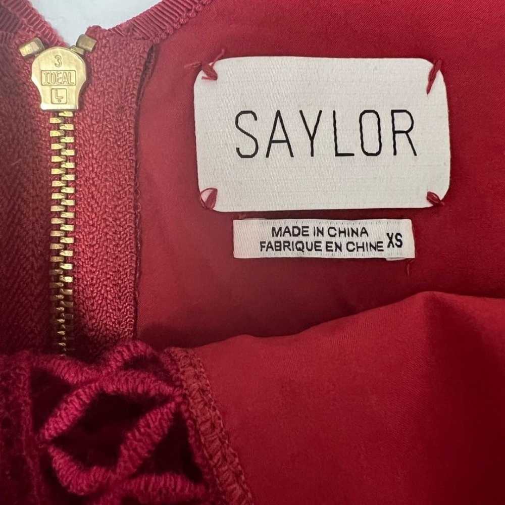 Saylor Margot Midi Dress Lace Fringe Lipstick Red… - image 7