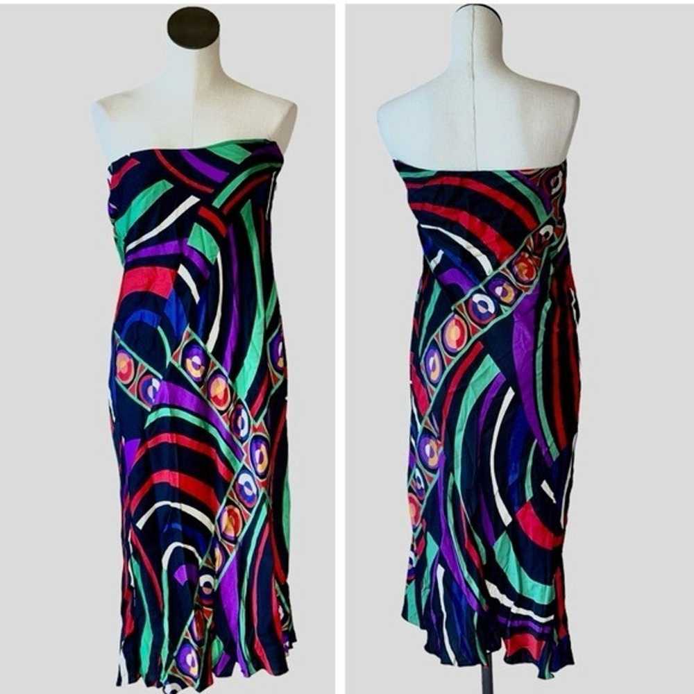 NWOT ZARA MULTICOLORED STRAPLESS SILKY BLOGGERS F… - image 3