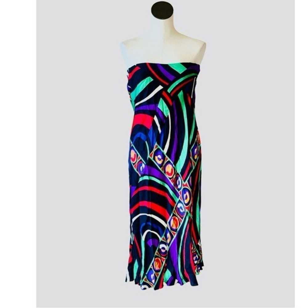 NWOT ZARA MULTICOLORED STRAPLESS SILKY BLOGGERS F… - image 6