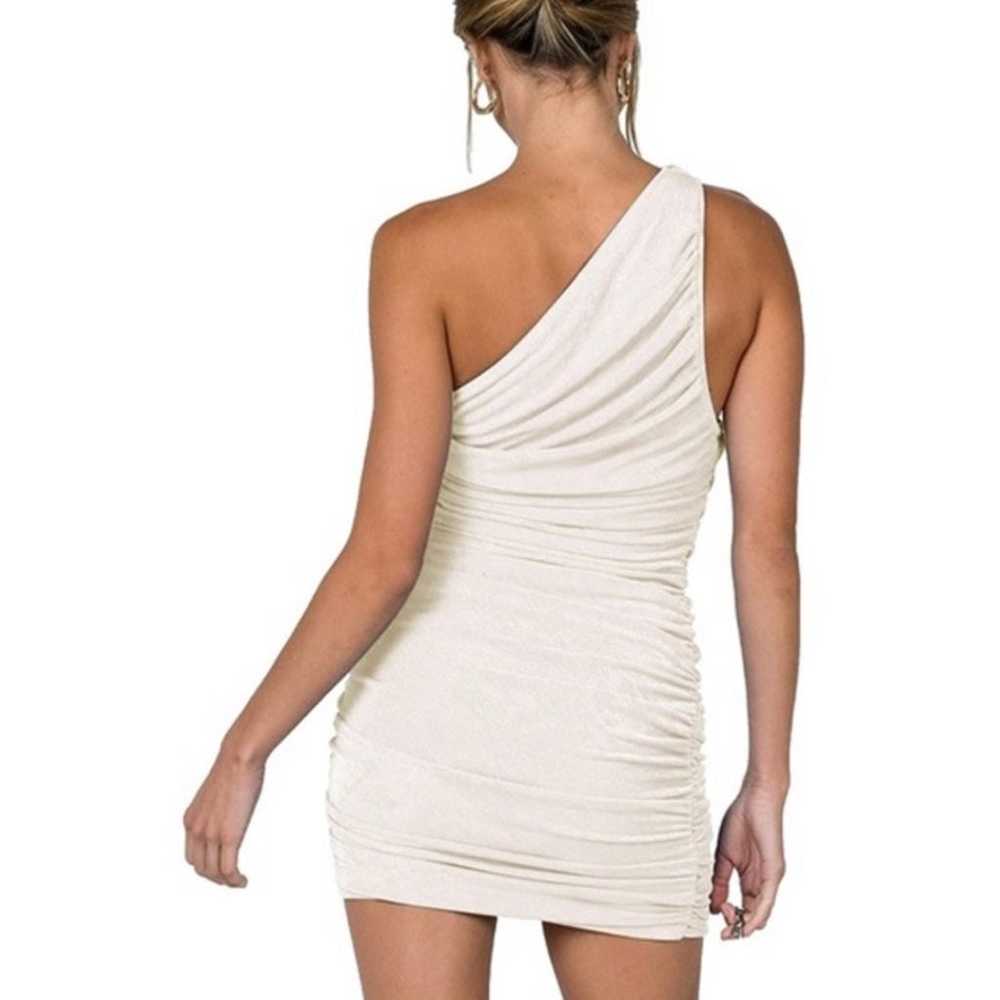 Sexy One Shoulder Ruched Sleeveless Bodycon Mini … - image 2