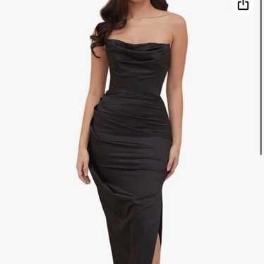 TOPSHOP Ruched Mini Satin Slip Dress in Black