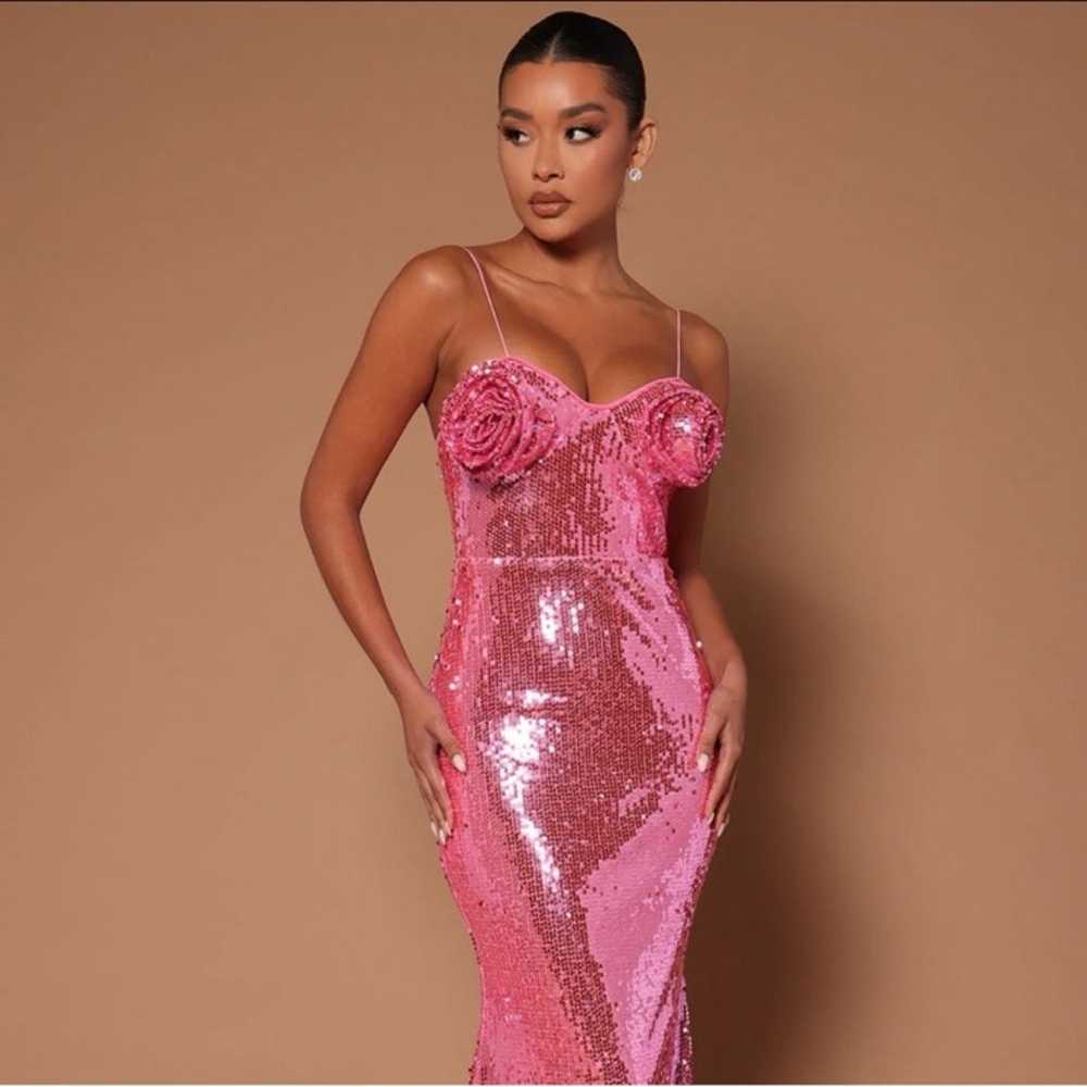 Pink Sequin Maxi Dress - image 1