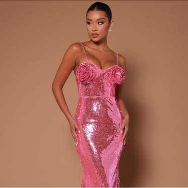 Pink Sequin Maxi Dress - image 1