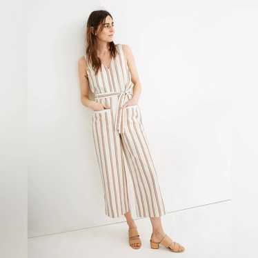 Madewell Striped Jumpsuit cotton/linen Blend with… - image 1