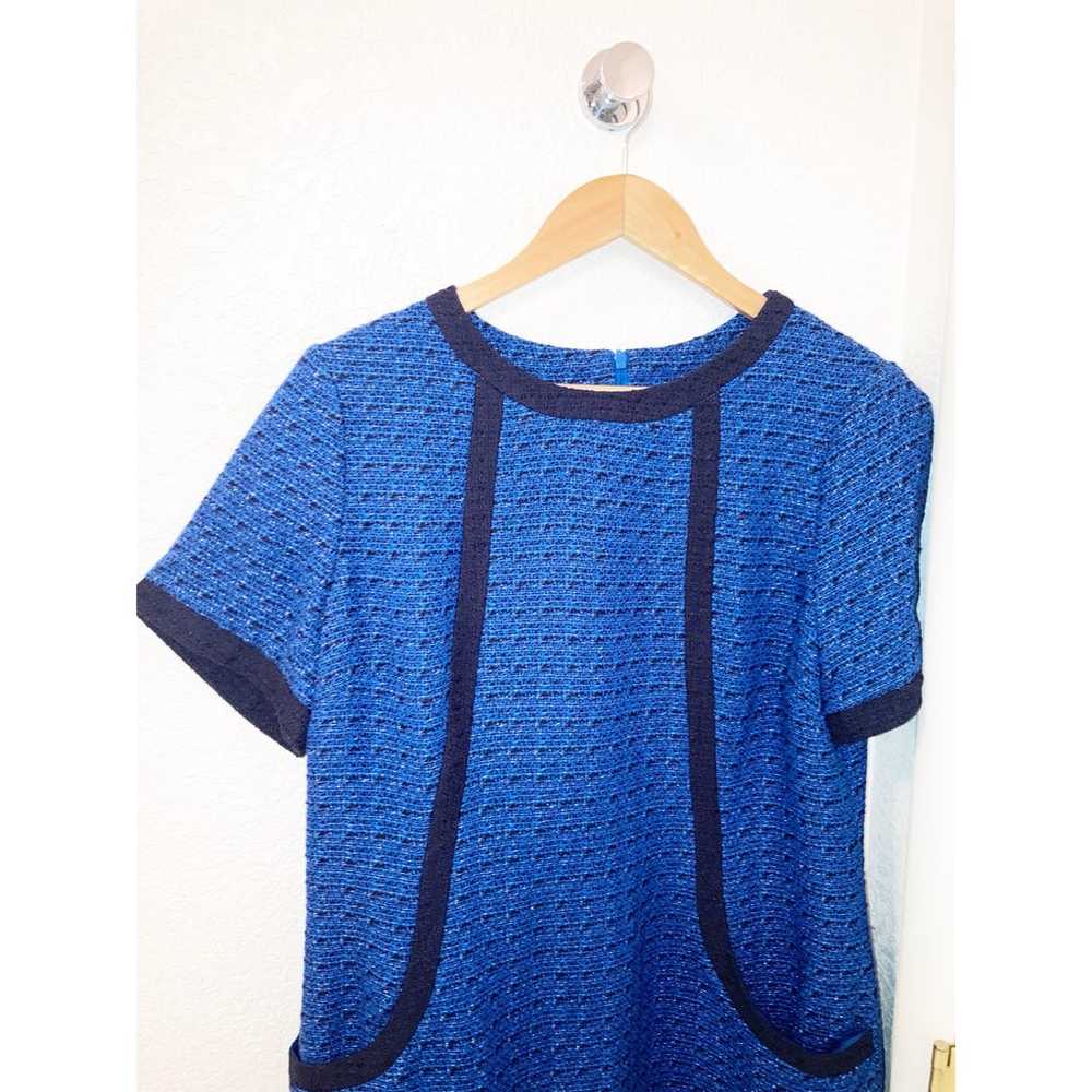 BODEN Bryony Wool Blend Tweed Dress Blue with Met… - image 2