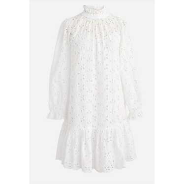 J.Crew $138 Ruffleneck Mini Dress in White Eyelet… - image 1