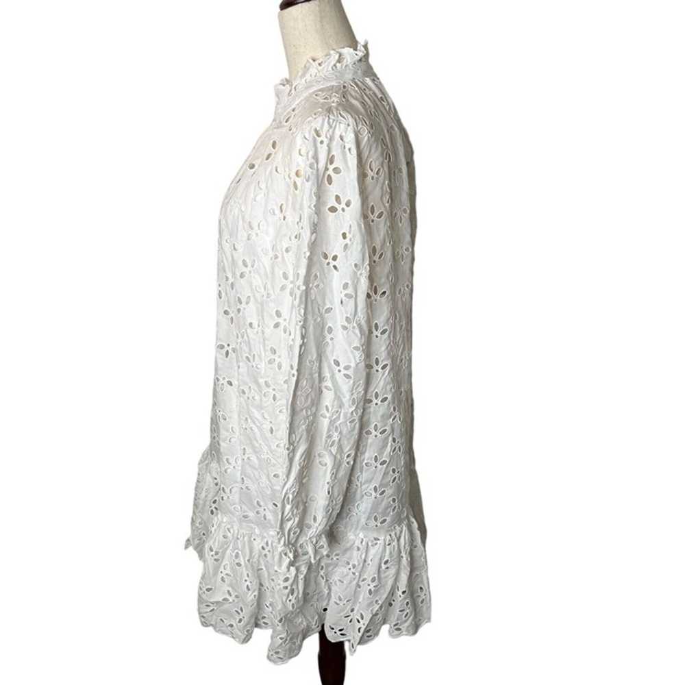 J.Crew $138 Ruffleneck Mini Dress in White Eyelet… - image 3