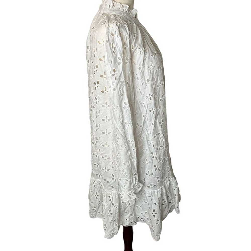 J.Crew $138 Ruffleneck Mini Dress in White Eyelet… - image 5