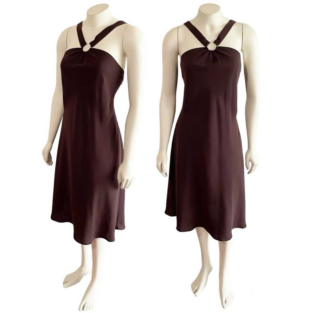 Jones Wear Dress Chocolate Brown Halter Midi Dres… - image 1