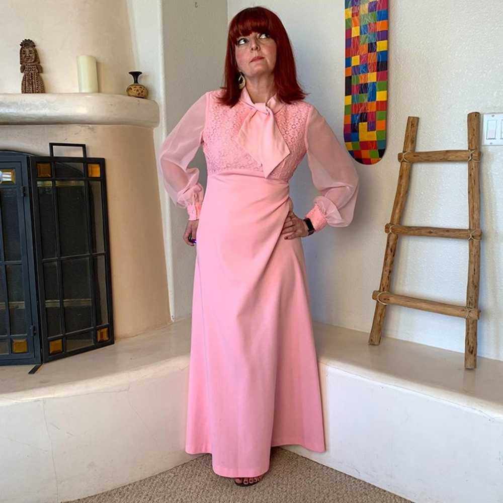Vintage 1960s Bishop Sleeve Pretty in Pink Dress - image 5