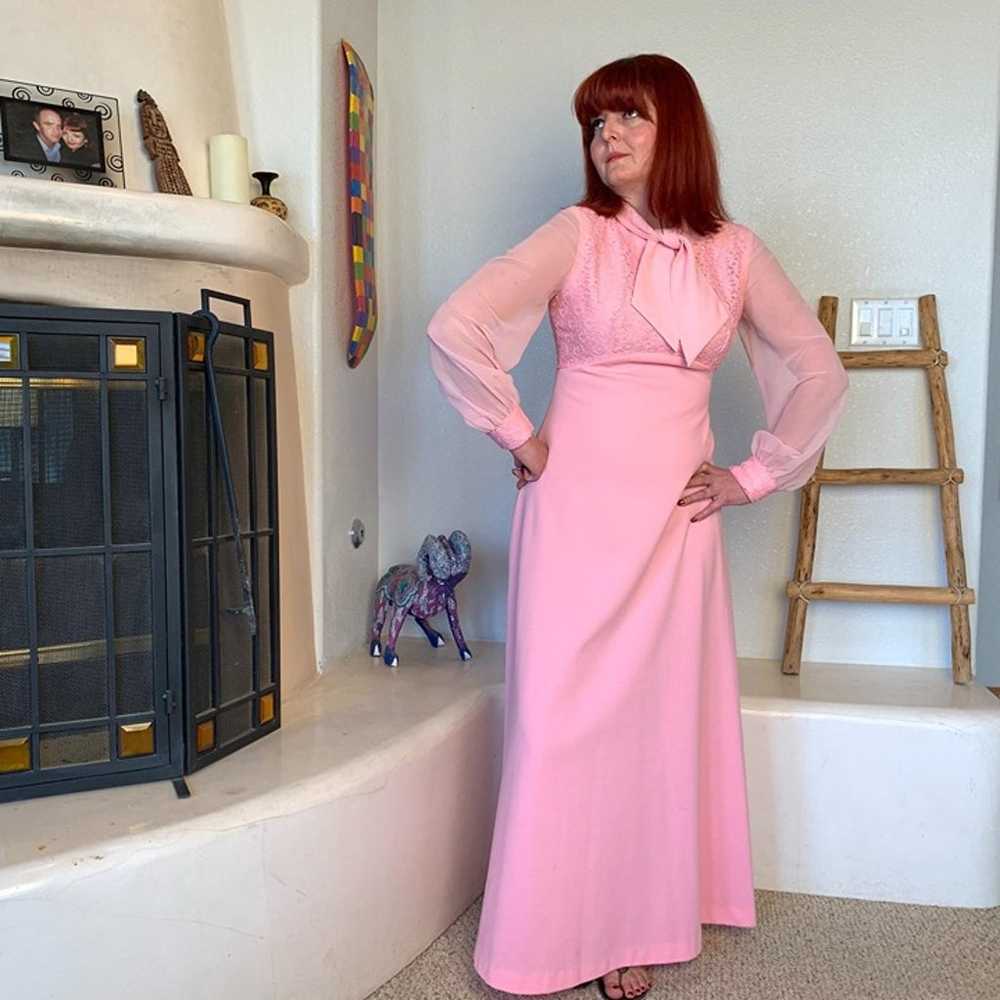 Vintage 1960s Bishop Sleeve Pretty in Pink Dress - image 7