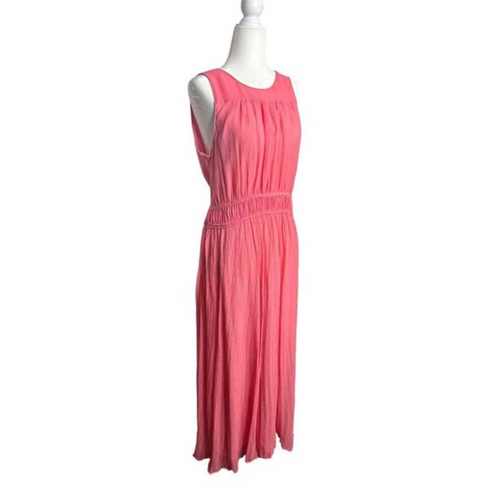 Lewit Pleated Chiffon Crinkle Silk Maxi Coral Dre… - image 1