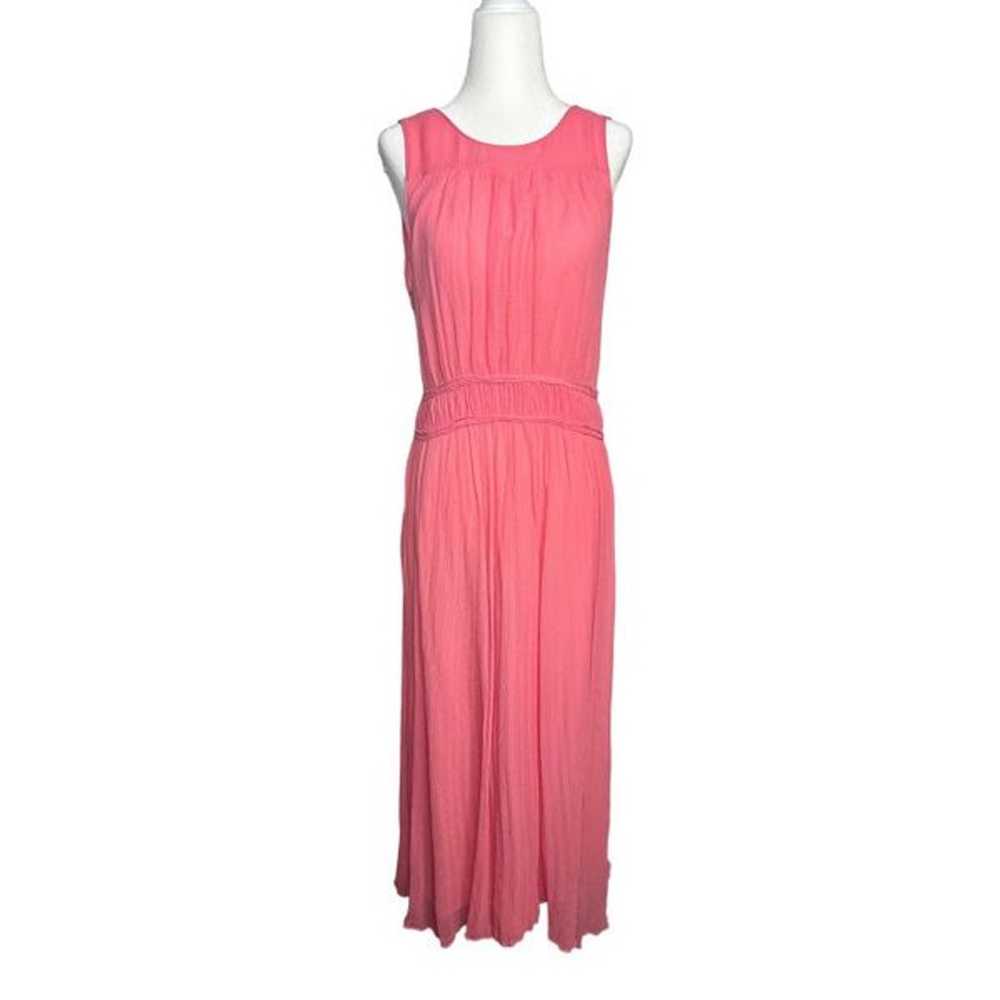 Lewit Pleated Chiffon Crinkle Silk Maxi Coral Dre… - image 2