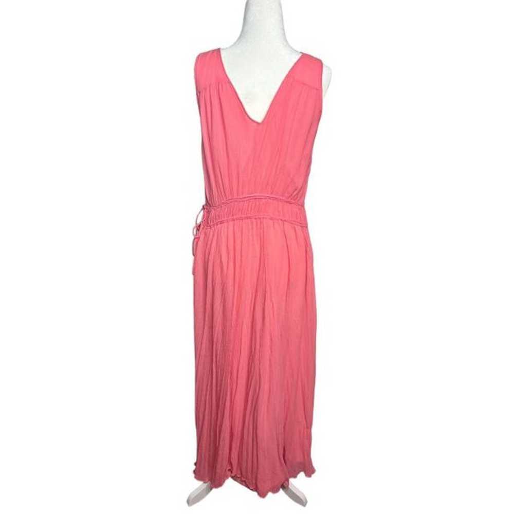 Lewit Pleated Chiffon Crinkle Silk Maxi Coral Dre… - image 3