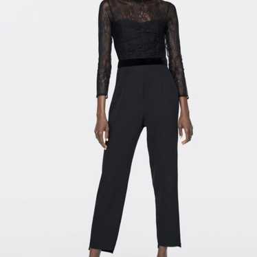 Zara black lace contrasting jumpsuit romper