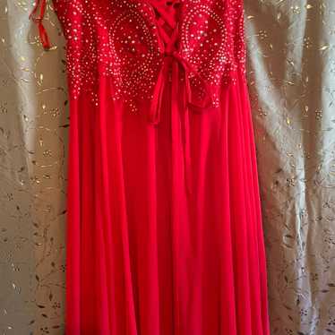 Formal Red Dress with Rindstones