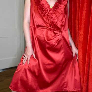 Red silk dress - image 1
