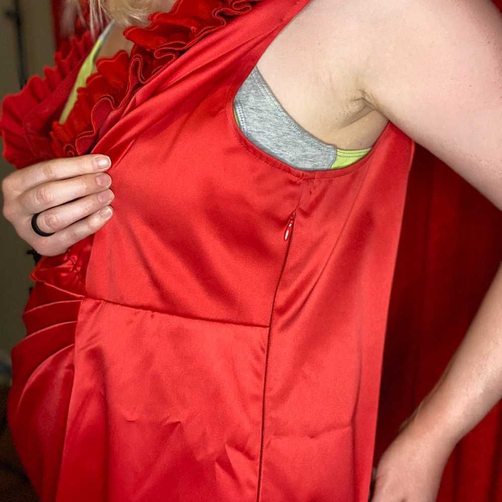Red silk dress - image 3