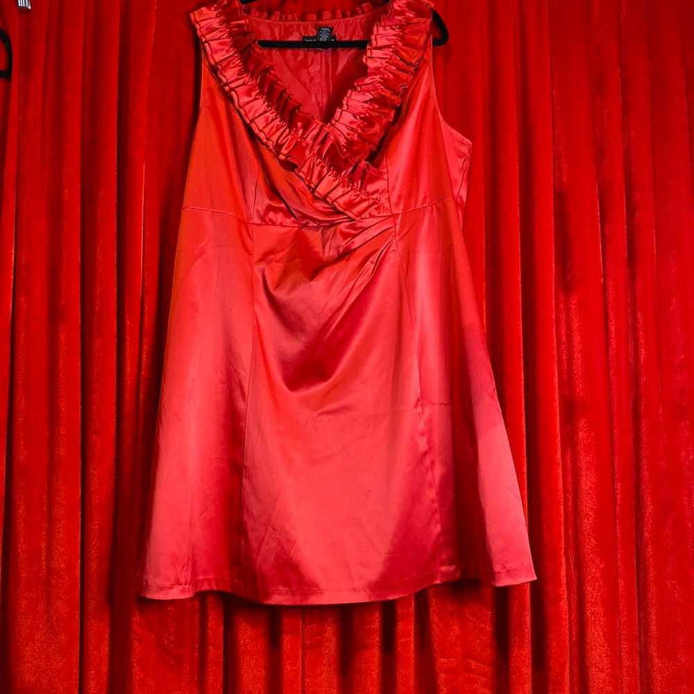 Red silk dress - image 5