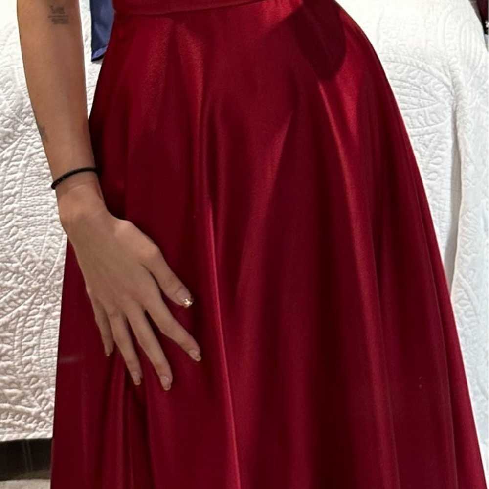 Red satin dress - image 3