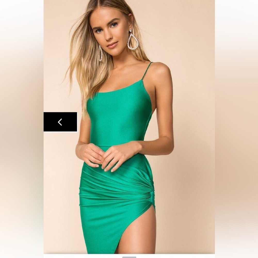 Superdown Eva Twisted Slit Dress in Green, size X… - image 3