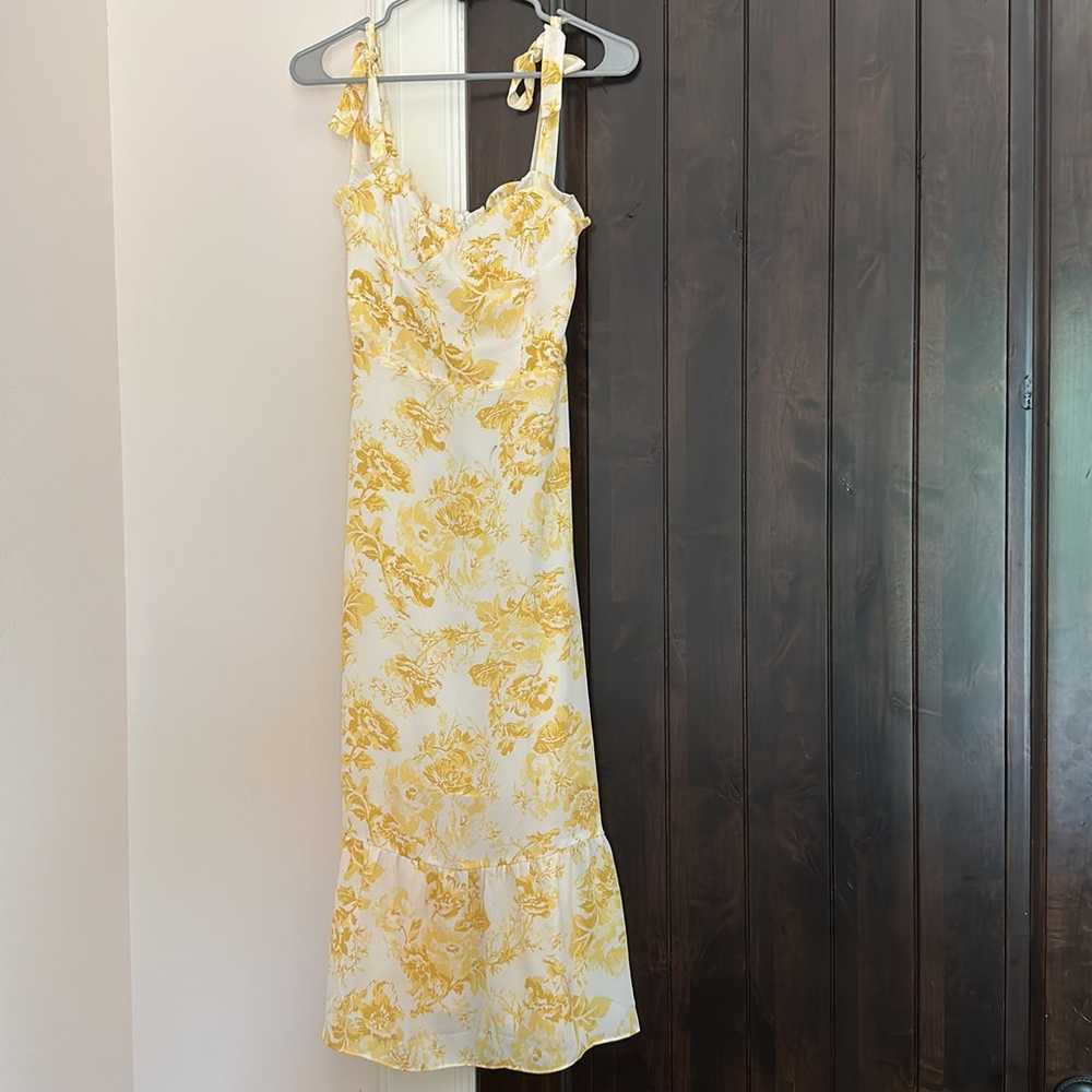 Floral Yellow Midi Dress - image 3