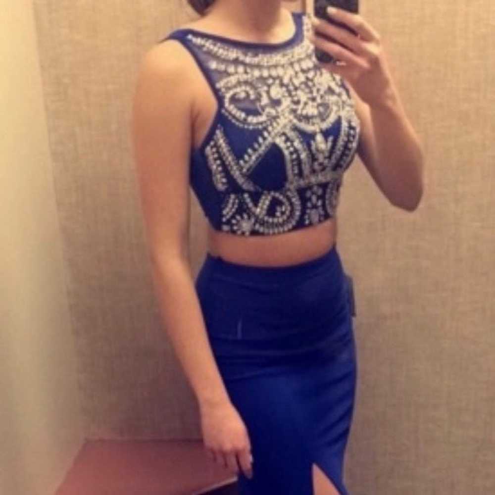 Blue Two-piece Prom/Homecoming Dress w/ Jewels - image 1