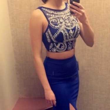 Blue Two-piece Prom/Homecoming Dress w/ Jewels - image 1