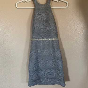 Silver Fitted Prom Dress - image 1
