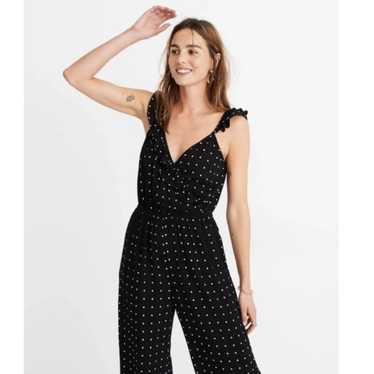 Madewell Ruffle-Front Wrap Jumpsuit in Grid Dot S… - image 1