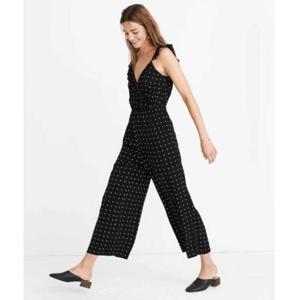 Madewell Ruffle-Front Wrap Jumpsuit in Grid Dot S… - image 2
