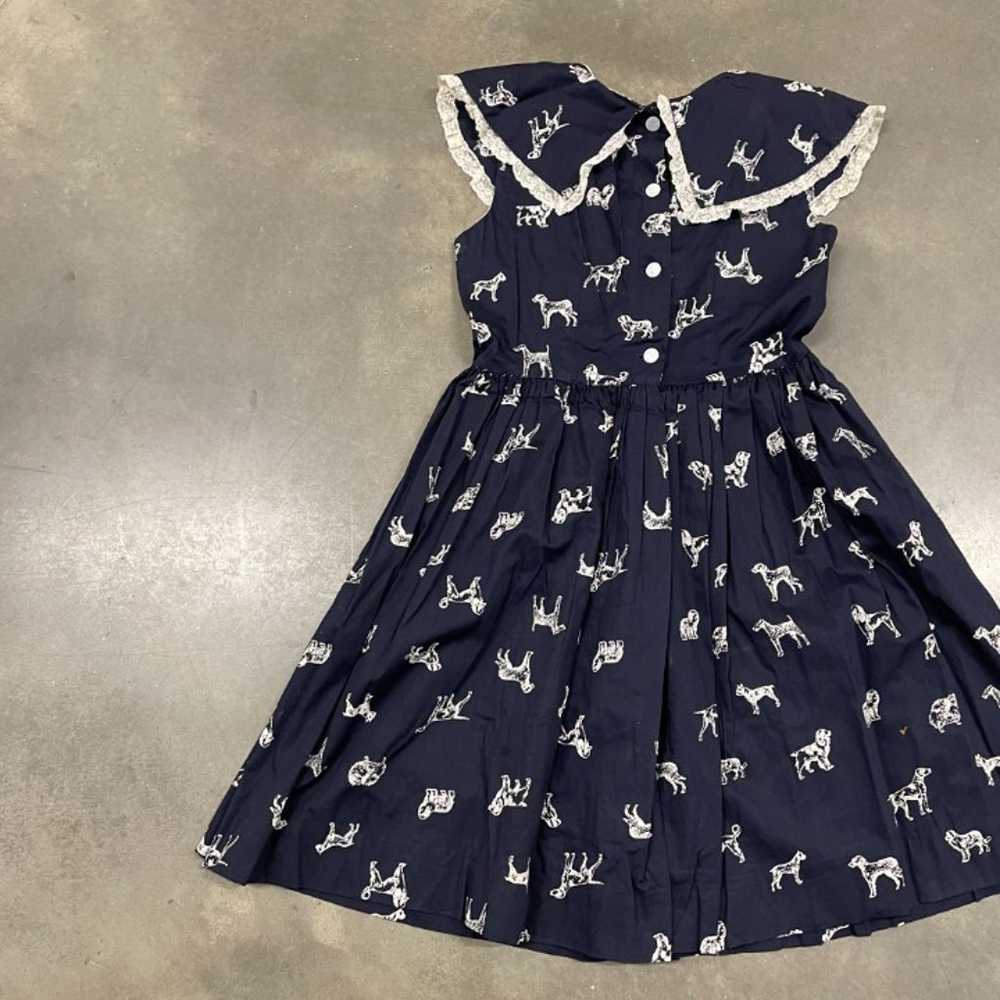 50s/60s Navy Blue Novelty Printed Dogs Puppies A … - image 11