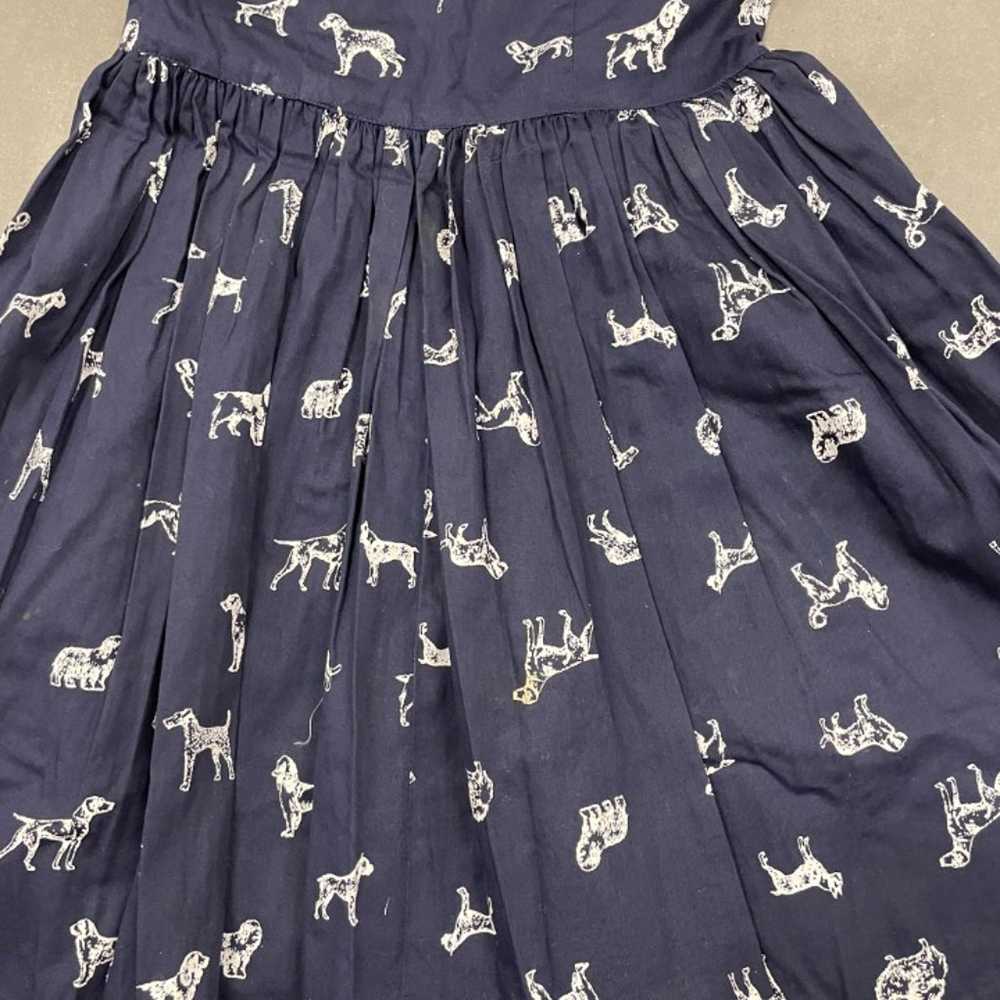 50s/60s Navy Blue Novelty Printed Dogs Puppies A … - image 6