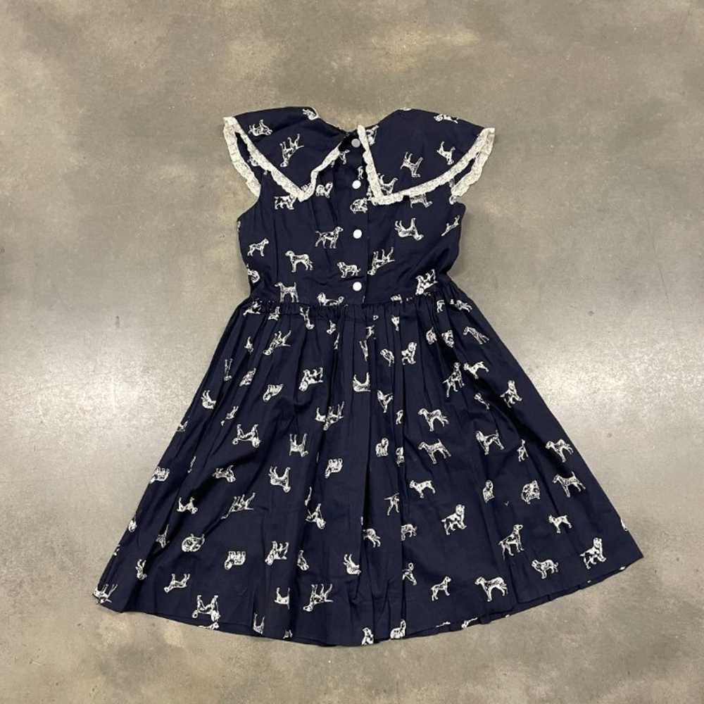 50s/60s Navy Blue Novelty Printed Dogs Puppies A … - image 9