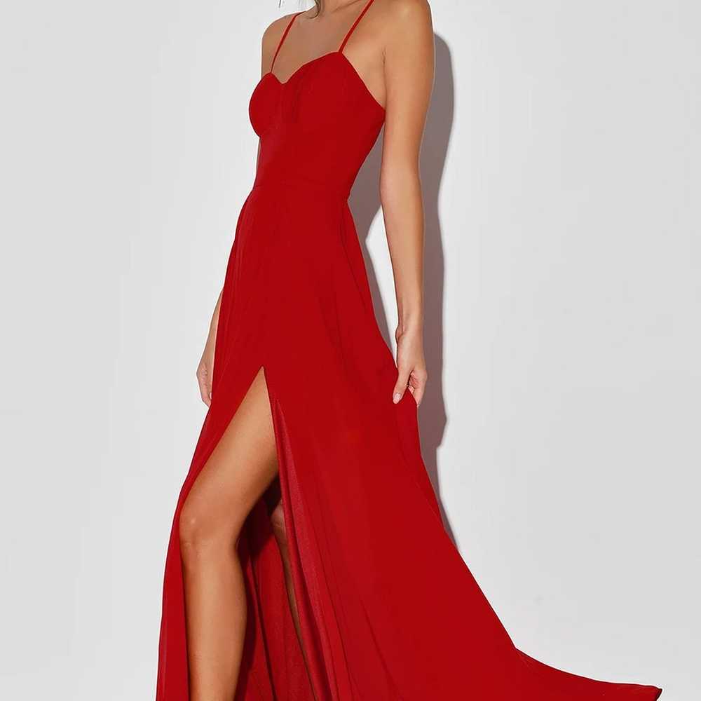 Cause for Commotion Red Pleated Bustier Maxi Dress - image 2