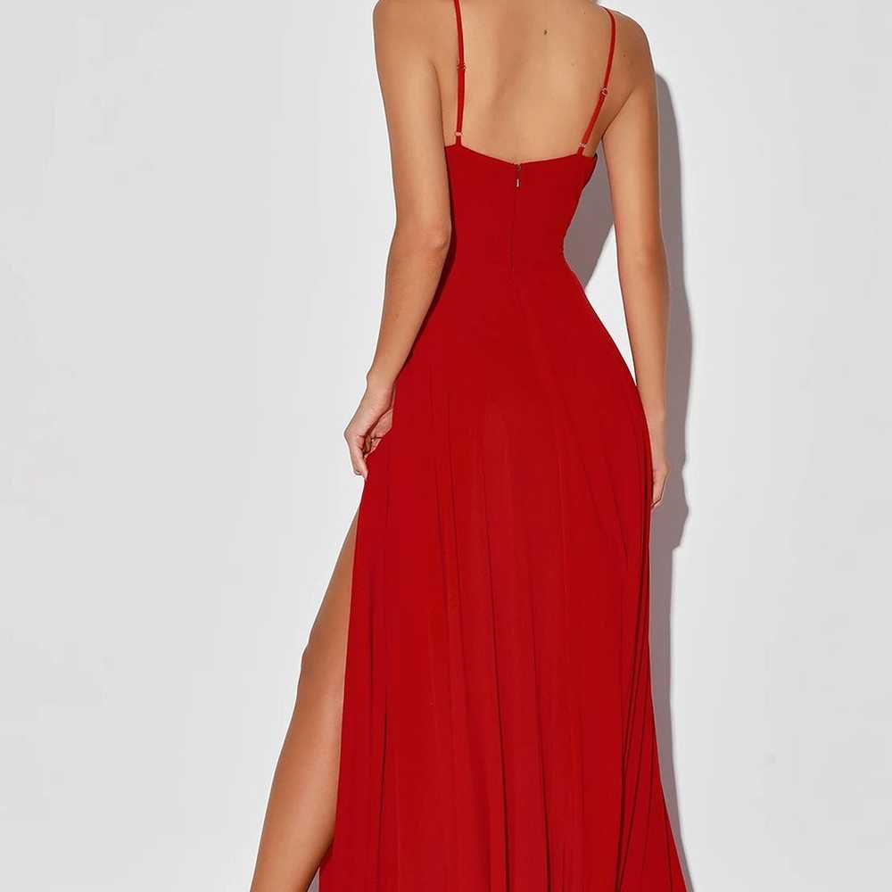 Cause for Commotion Red Pleated Bustier Maxi Dress - image 4