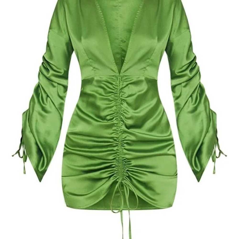 Green Satin Dress - image 1