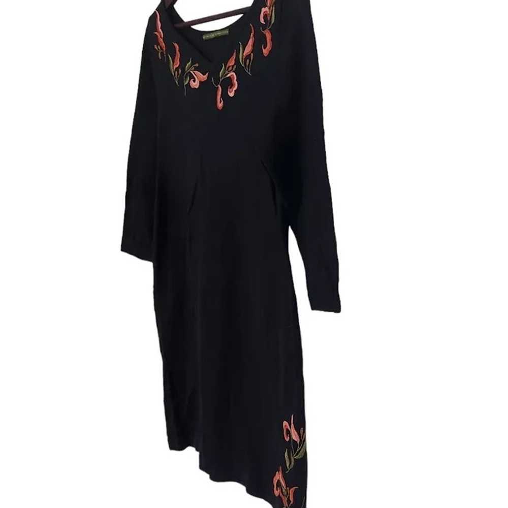 Peruvian Connections Black Midi Dress Orange Embr… - image 4