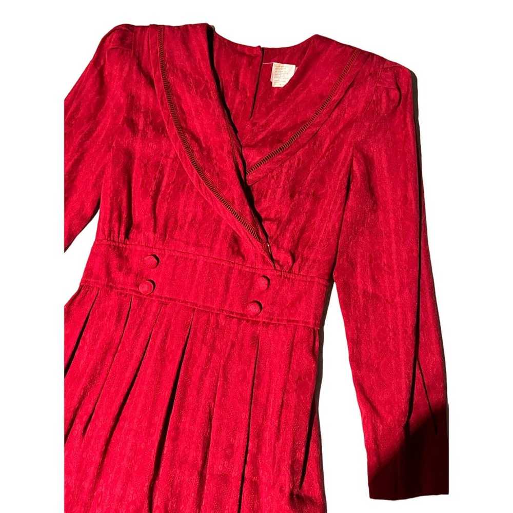 90s red collared dress holiday - image 3