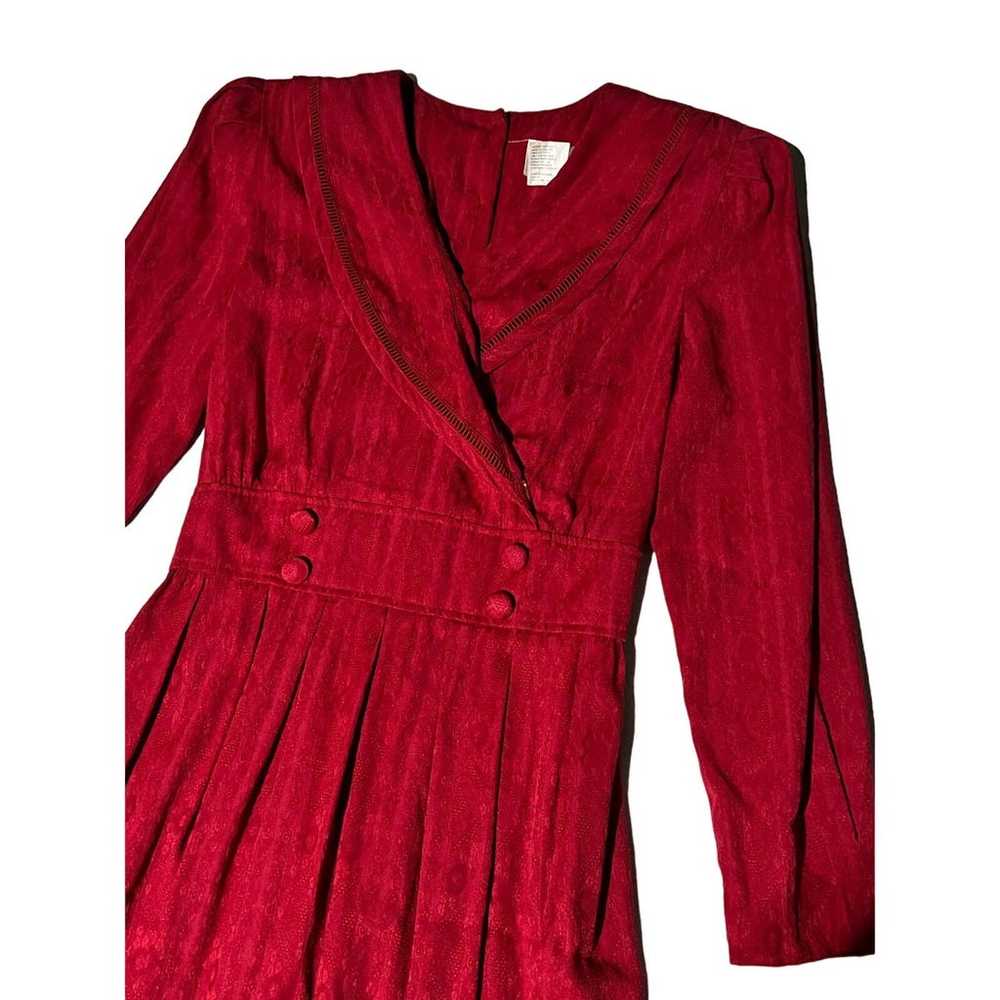 90s red collared dress holiday - image 4