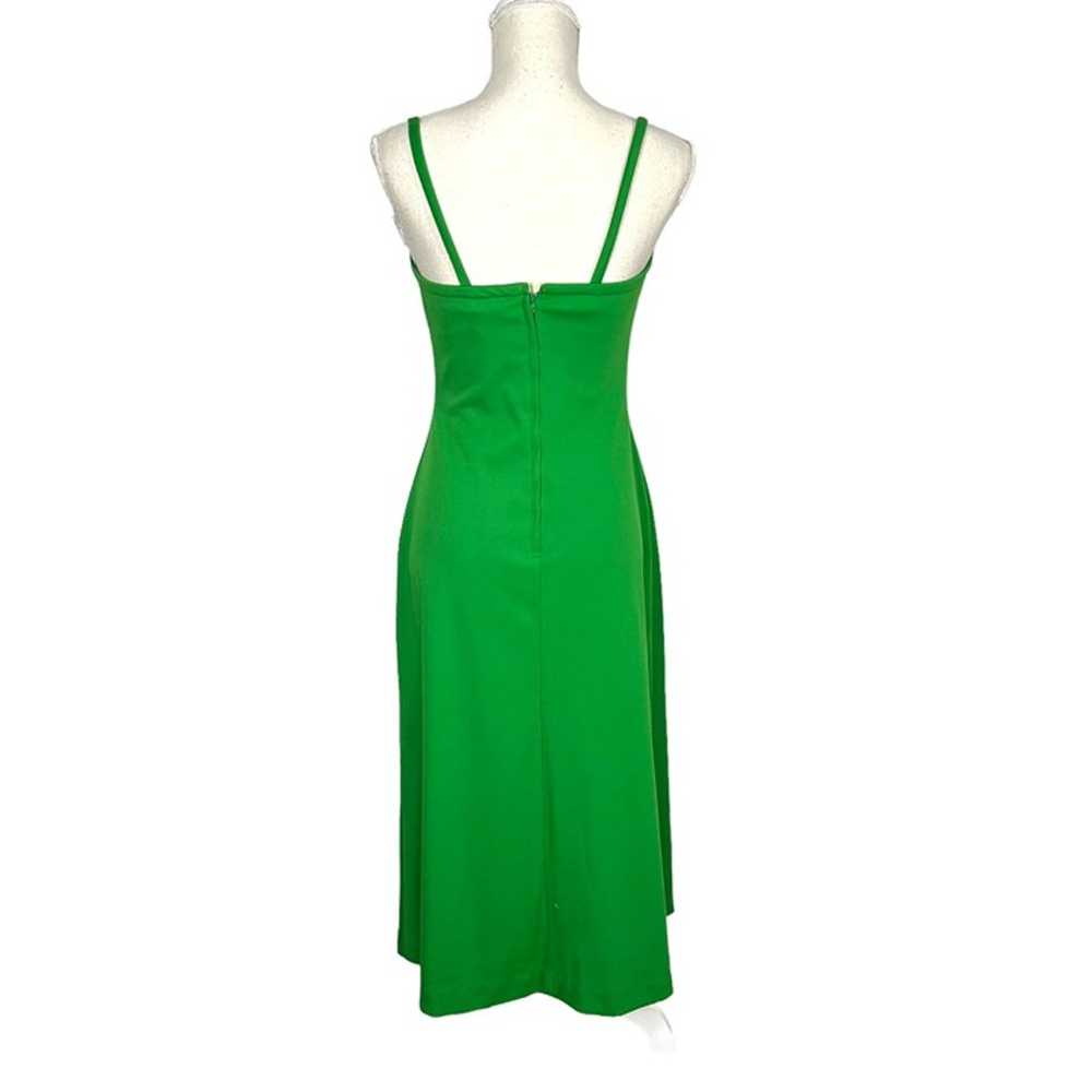 Vintage 70s Green Spaghetti Strap Fit Flare Full … - image 2