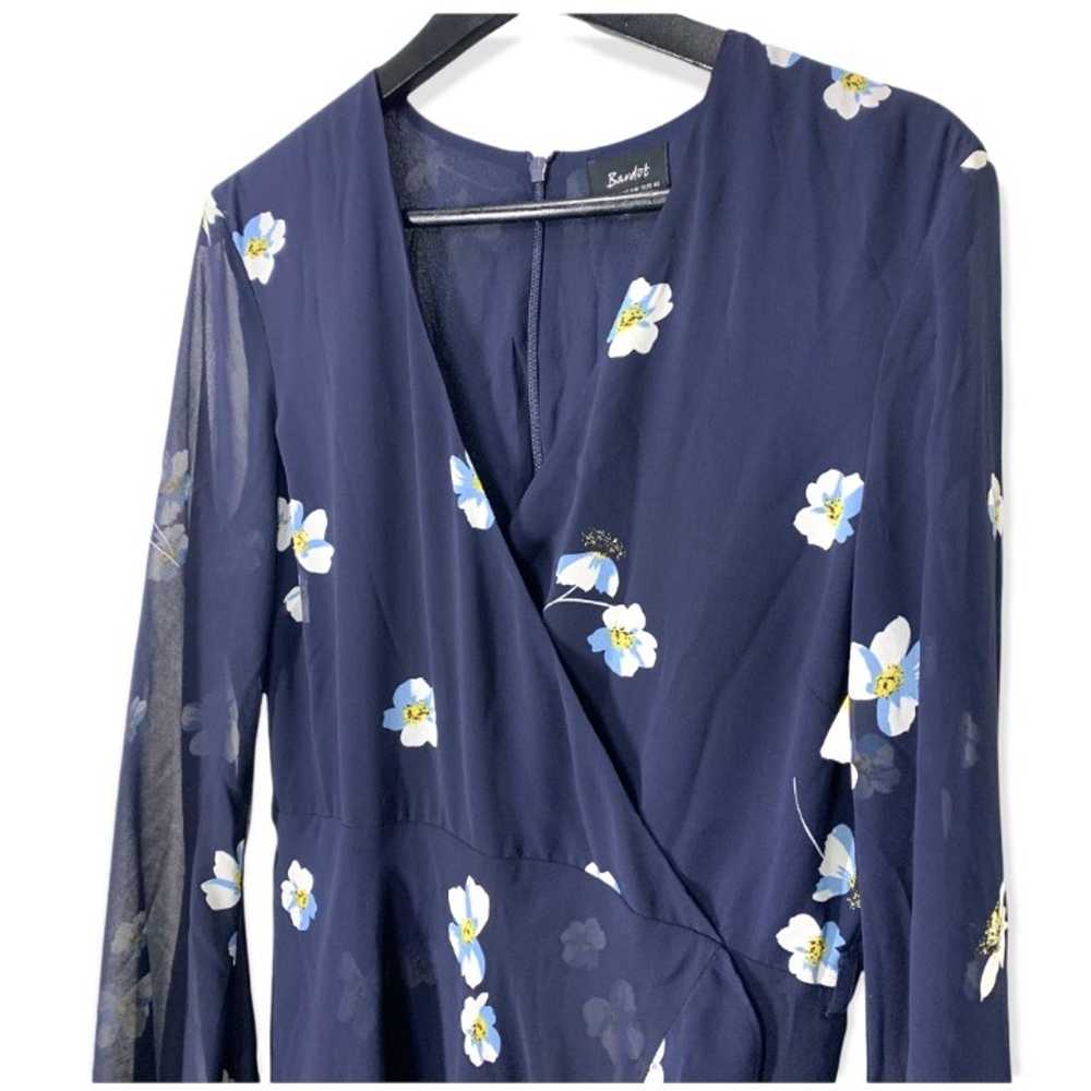 Bardot Blue Long Sleeve Floral Print Surplice Mid… - image 2