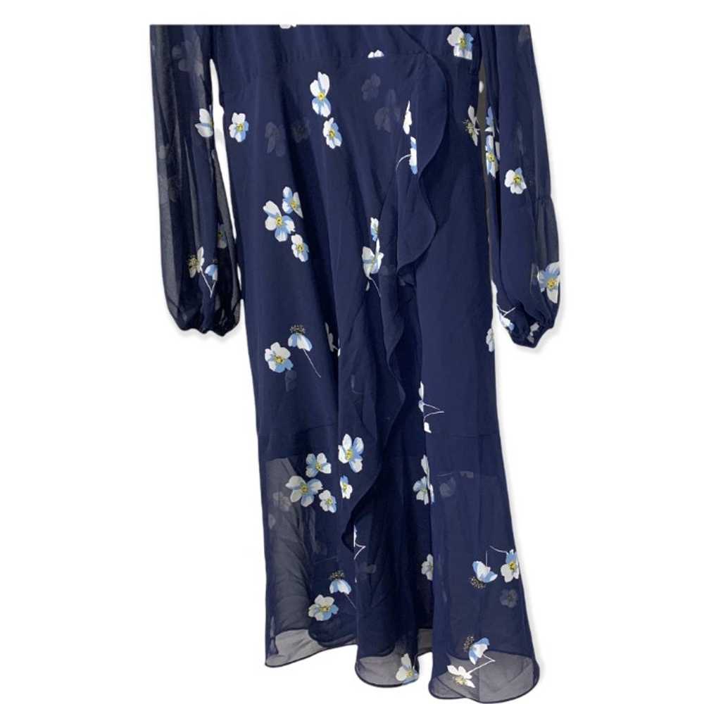 Bardot Blue Long Sleeve Floral Print Surplice Mid… - image 3